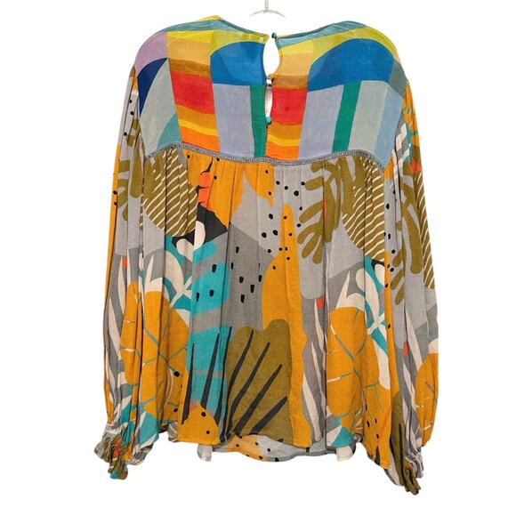 Anthropologie Bl-nk NYC Miranda Peasant Blouse Balloon Sleeve Artsy Tunic Retro - Picture 7 of 7